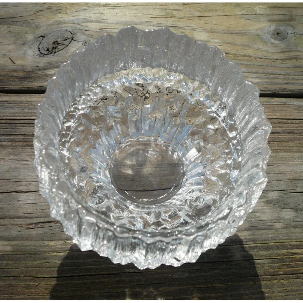 1970's iittala Stellaria Votive Tealight Candleholder Ice Cut Finland - Picture 2 of 4